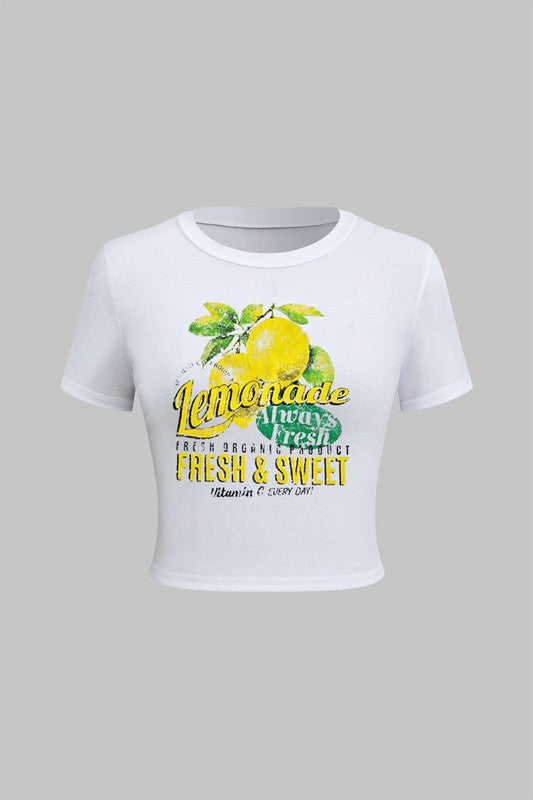 FRESH LEMONADE GRAPHIC CROP TOP