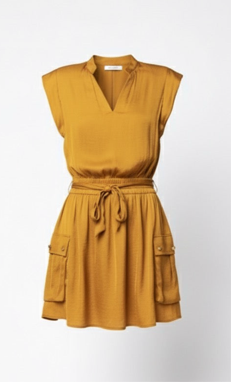 Sloane Cargo Mini Dress- HARVEST GOLD