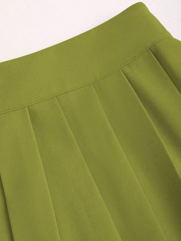 The Elise High-Waisted Pleated Miniskirt – Lemongrass