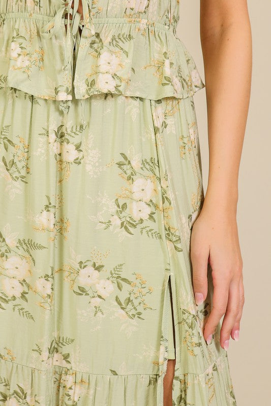 FLORAL HARMONY TOP &SKIRT SET - SAGE MULTI