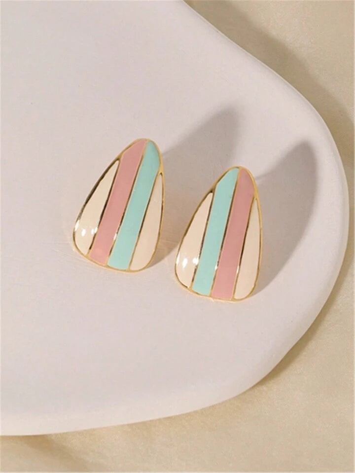 Contrast Waterdrop Colorblock Stud Earrings