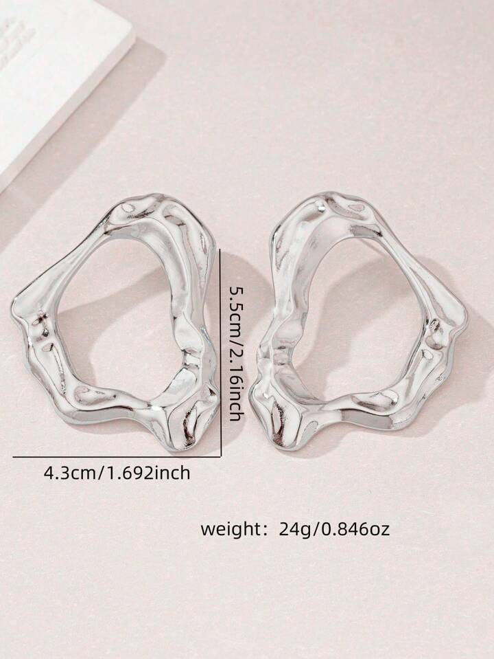 SUIAN Asymmetrical Hollow Stud Earrings – SILVER