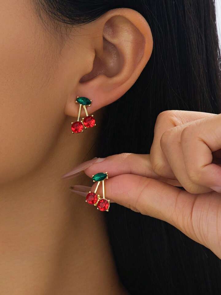CHERRY FRUIT STUD EARRINGS