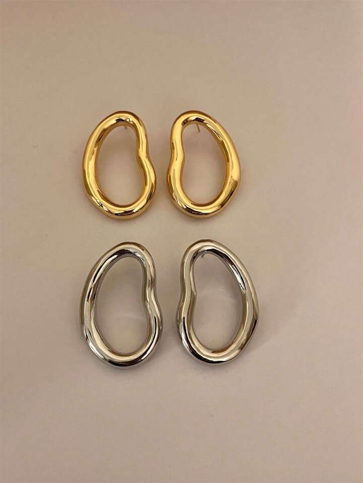 ECLIPSE HOLLOW OUT STUD EARRINGS-GOLD