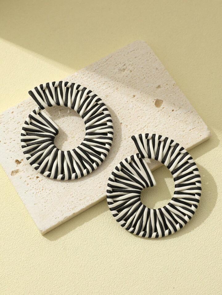 BOHO SWIRL HANDWOVEN DANGLE EARRINGS- ZEBRA STRIPE