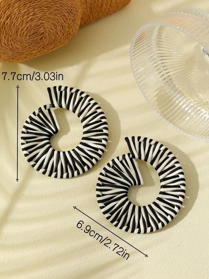 BOHO SWIRL HANDWOVEN DANGLE EARRINGS- ZEBRA STRIPE