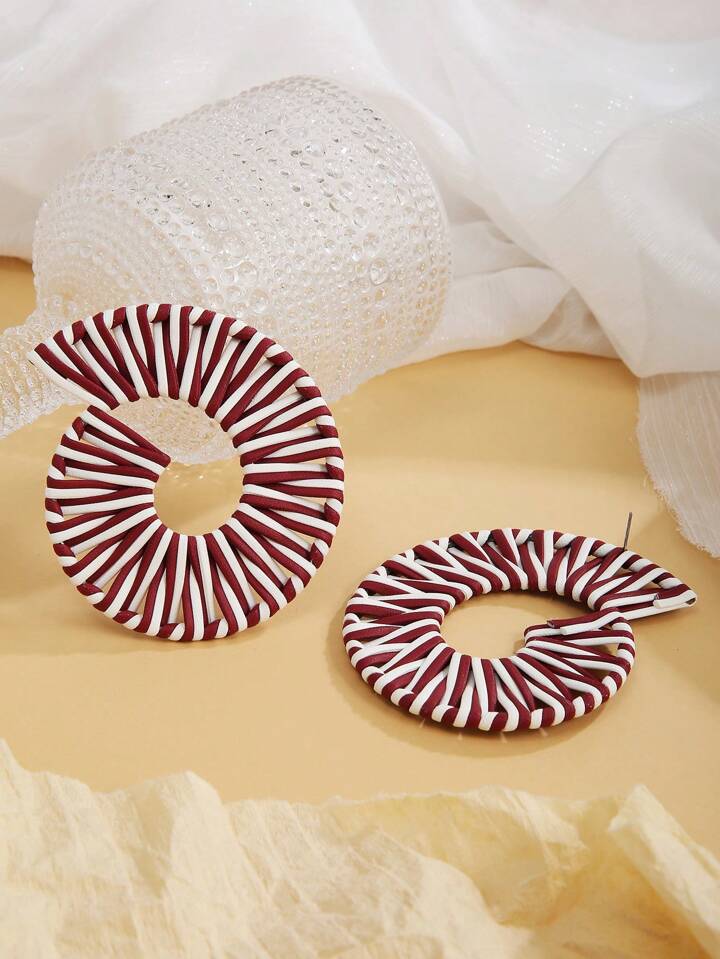 BOHO SWIRL HANDWOVEN DANGLE EARRINGS-RED MULTI