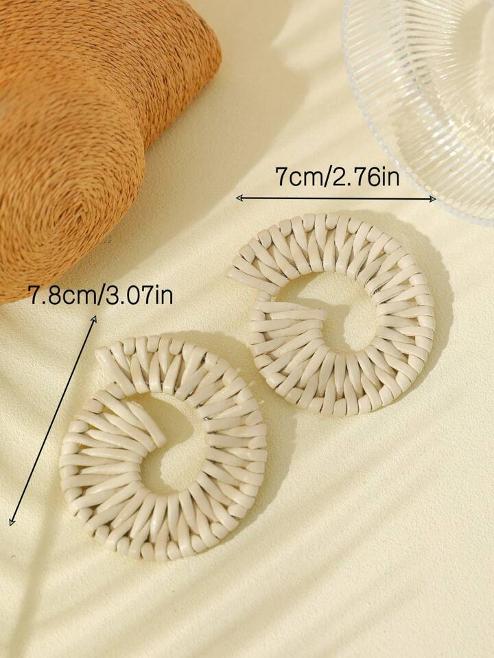 BOHO SWIRL HANDWOVEN DANGLE EARRINGS- BEIGE 