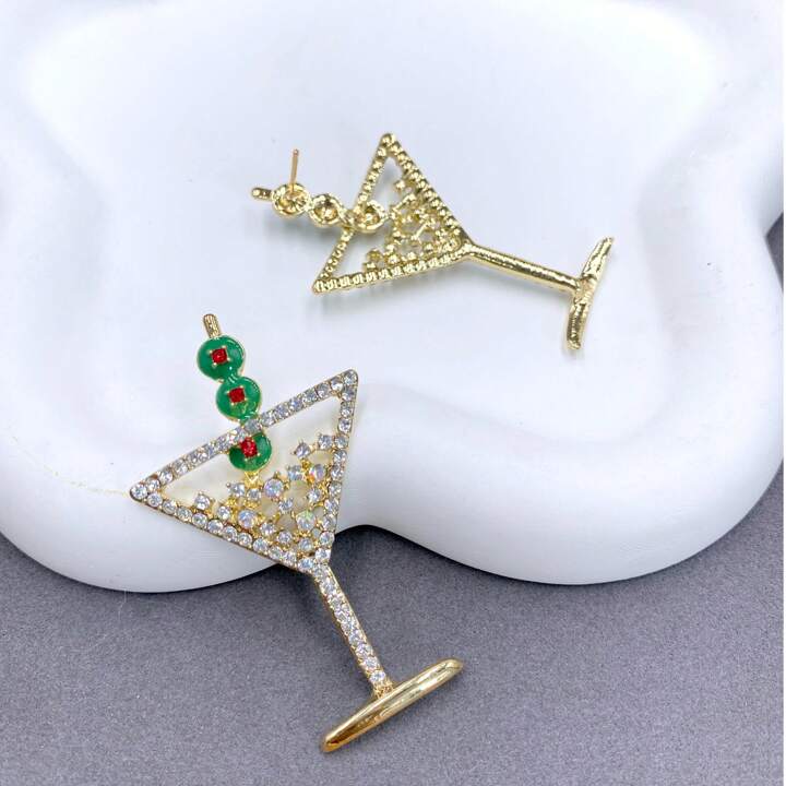 COCKTAIL GLASS DANGLE EARRINGS