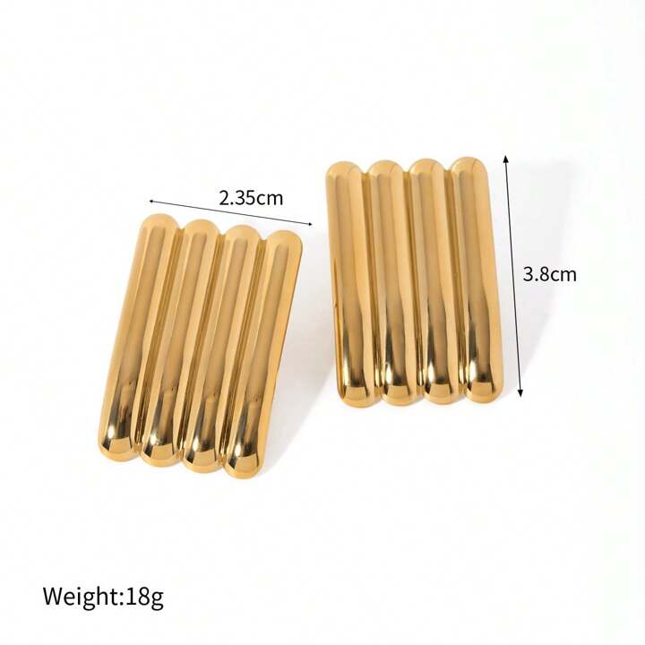 RAKE RIBBED STATEMENT STUD EARRINGS-GOLD