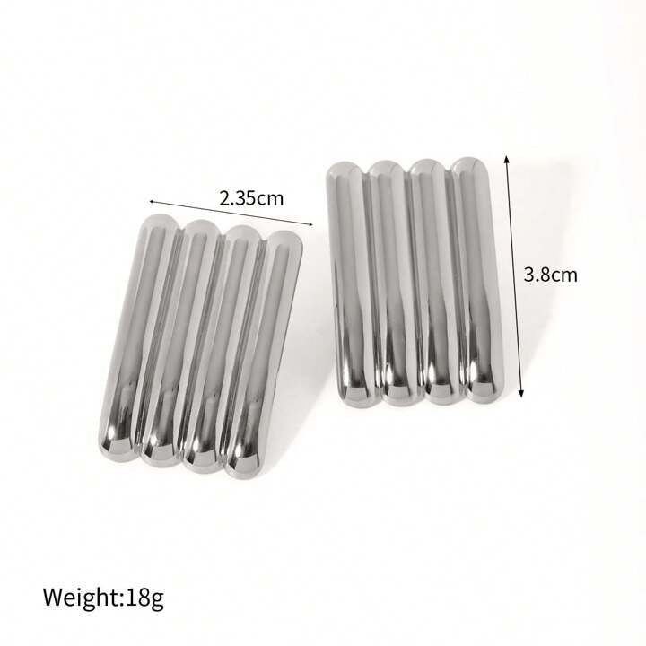 RAKE RIBBED STATEMENT STUD EARRINGS-SILVER