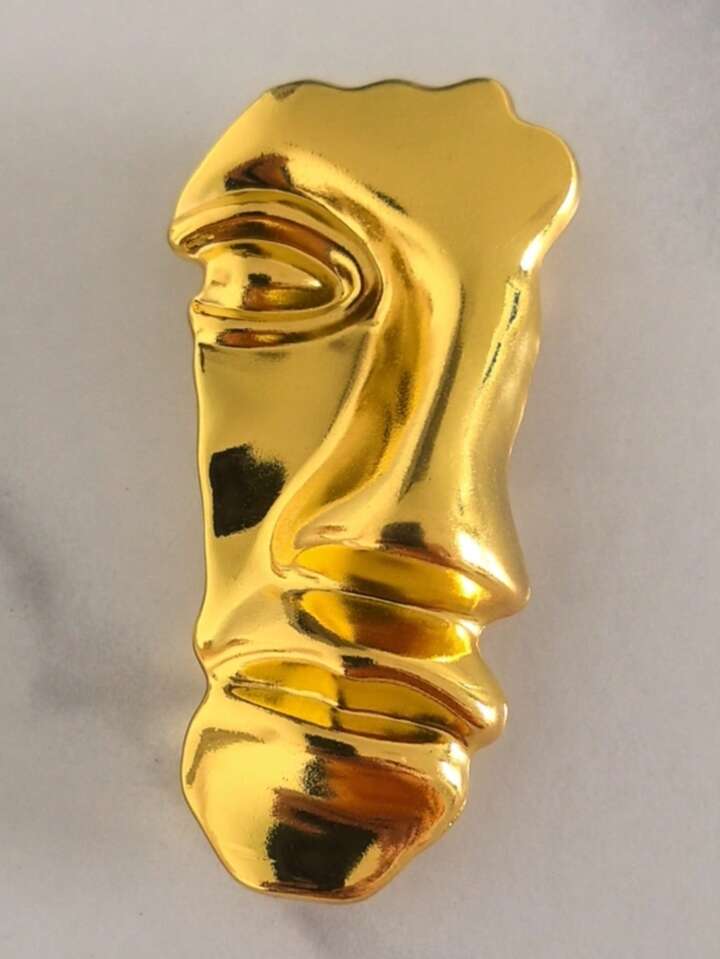 Half Face Metal Brooch