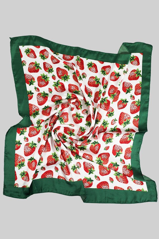 SWEET CHERRY SILKY SQUARE SCARF - RED MULTI