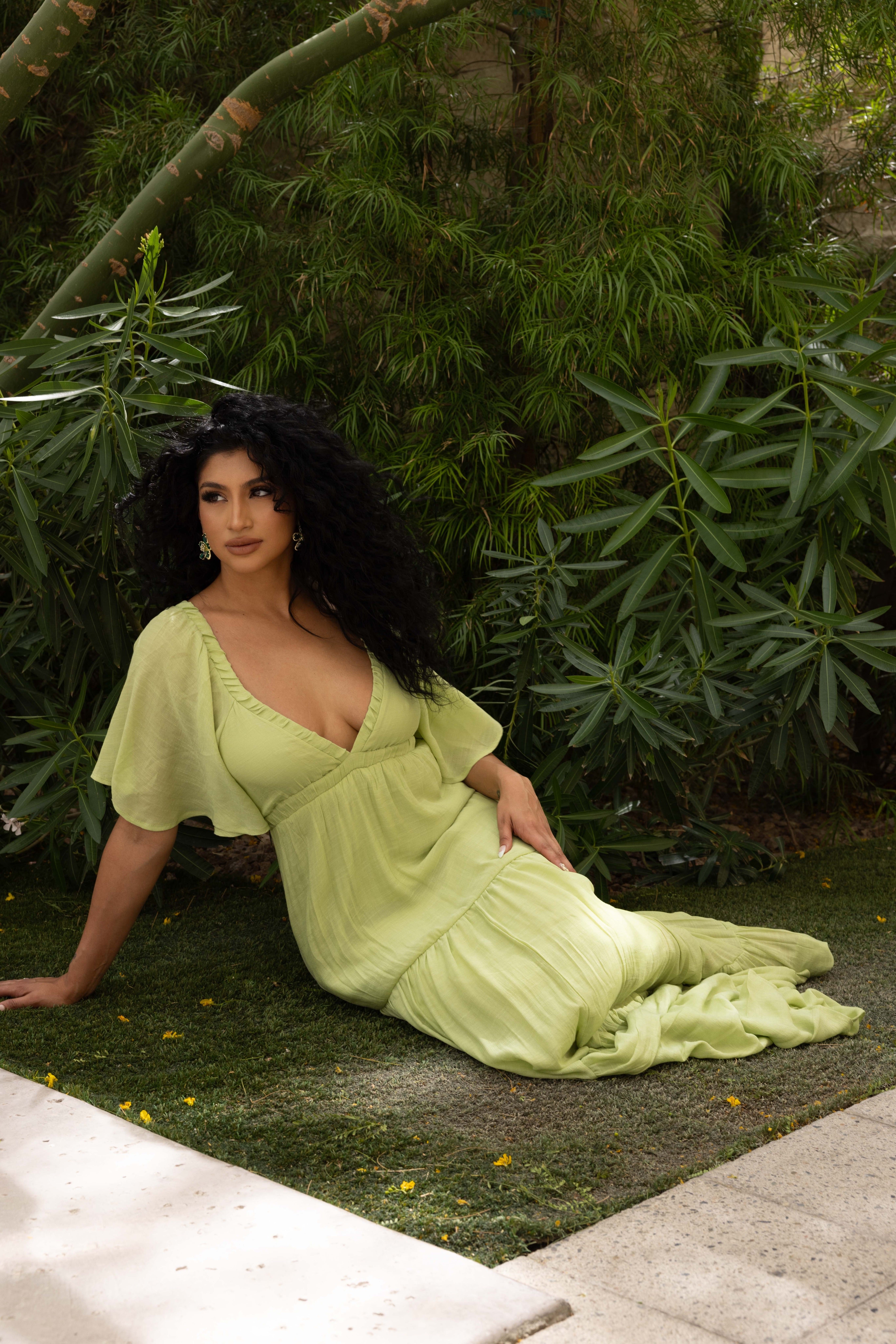 NEWPORT BEACH MAXI DRESS- SOFT LIME