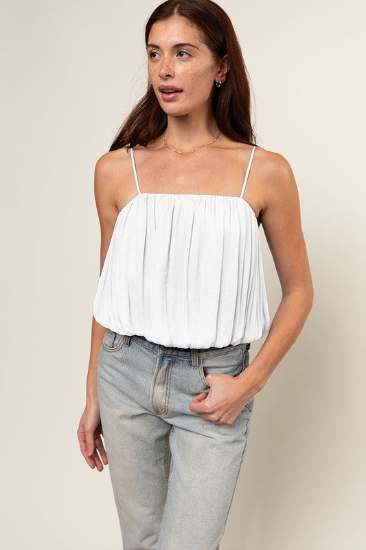 KOBE BUBBLE SATIN TUBE TOP -OFF WHITE