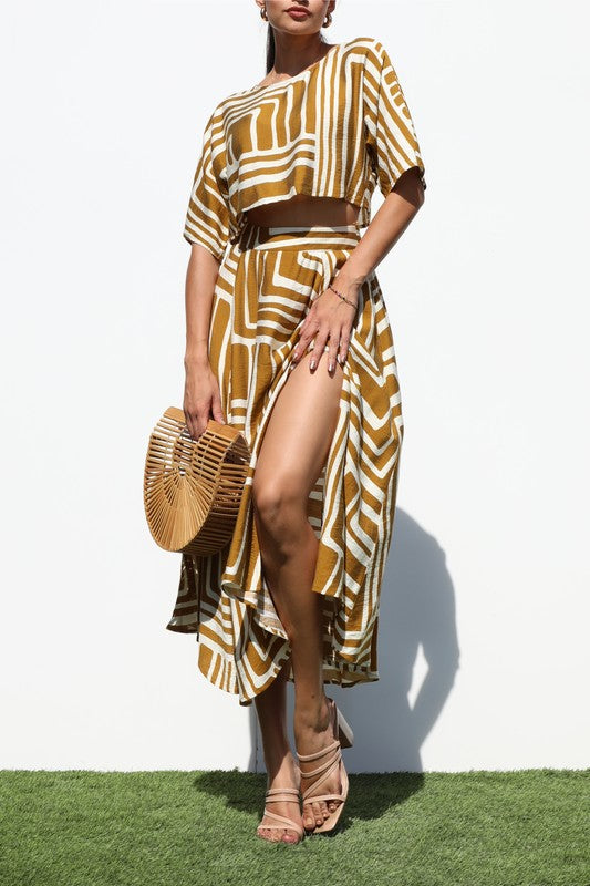 AZARI LOOSE FIT SKIRT SET - DEEP MUSTARD