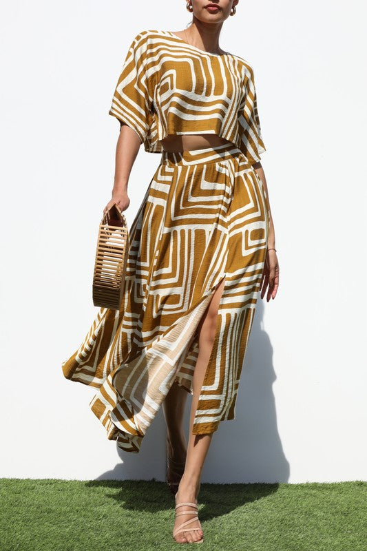 AZARI LOOSE FIT SKIRT SET - DEEP MUSTARD