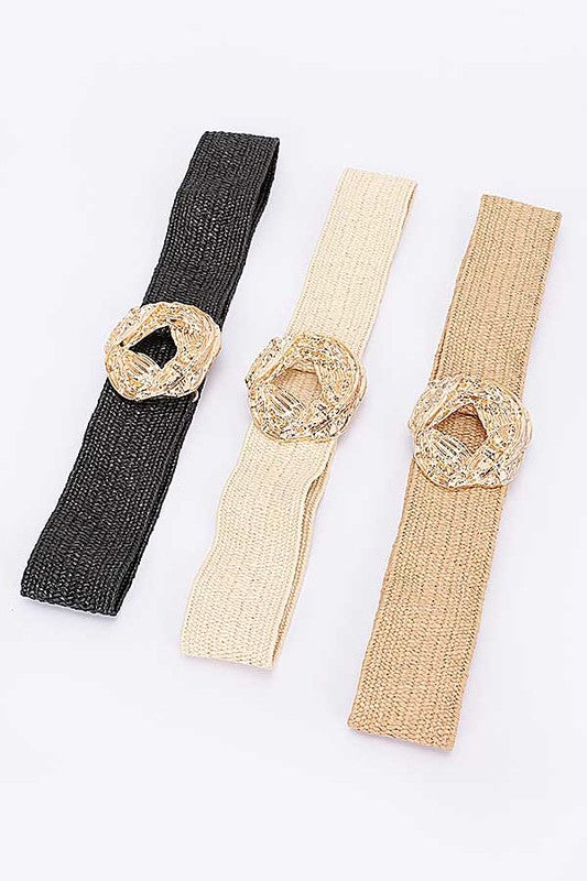 GODDESS TEXTURED STRAW BELT - NATURAL