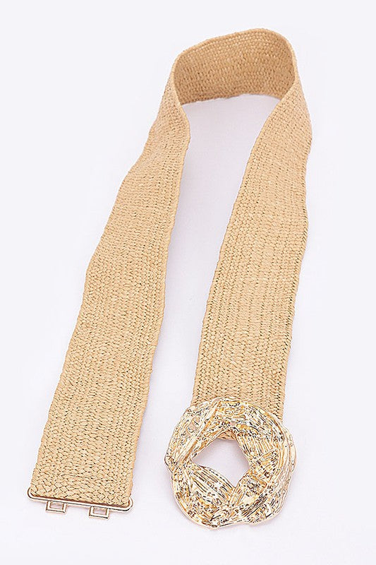 GODDESS TEXTURED STRAW BELT - BEIGE