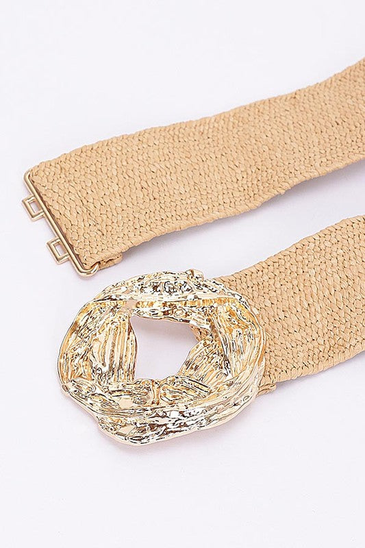 GODDESS TEXTURED STRAW BELT - BEIGE