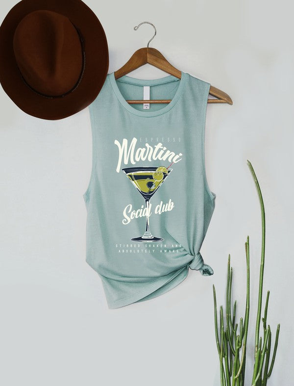 ESPRESSO MARTINI CLUB MUSCLE TANK - DUSTY BLUE