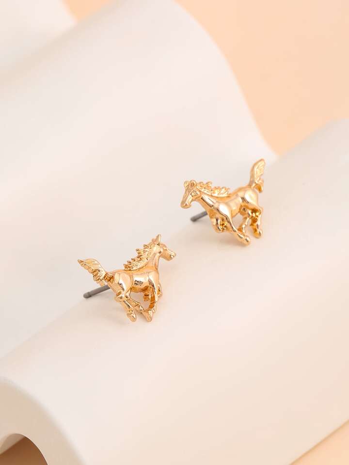 HORSE STUD EARRINGS - YELLOW GOLD