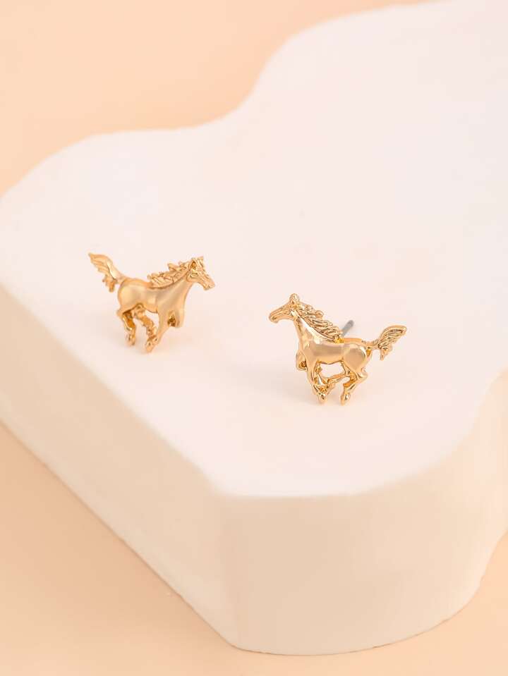 HORSE STUD EARRINGS - YELLOW GOLD