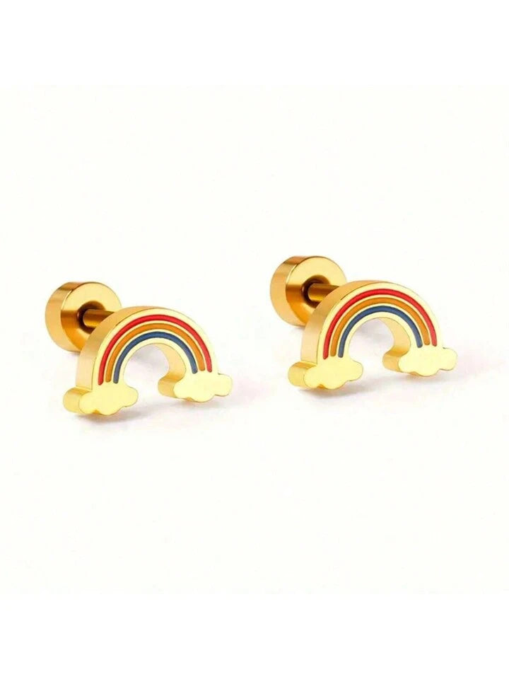 RAINBOW STUD EARRING - YELLOW GOLD