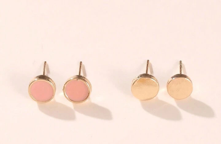 DOTS STUD EARRINGS SET - PINK MULTI