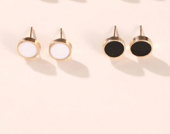 DOTS STUD EARRINGS SET - WHITE MULTI