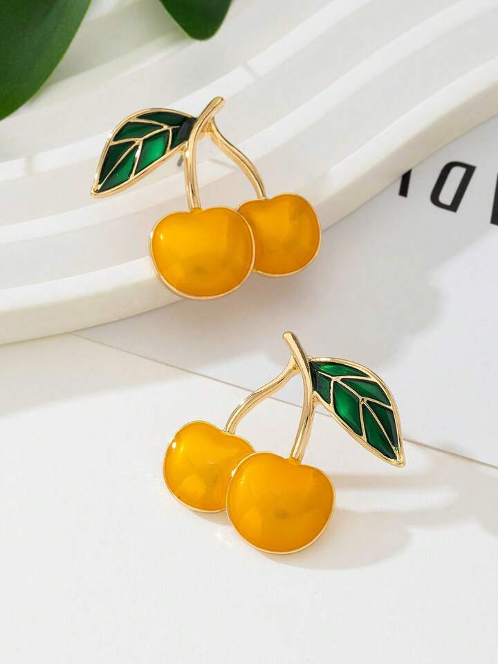 JUICY CHERRY STUD EARRINGS - YELLOW