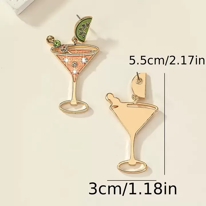 HAPPY HOUR MARTINI DANGLE EARRINGS - PINK MULTI