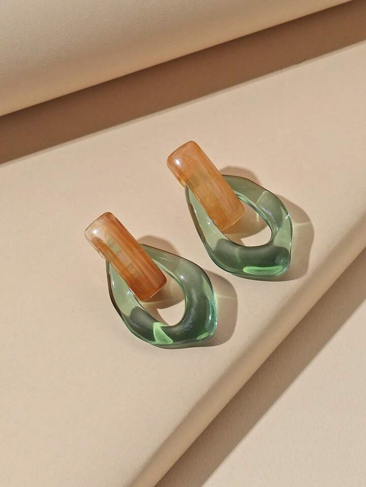 ELLE CLEAR DANGLE EARRINGS - GREEN