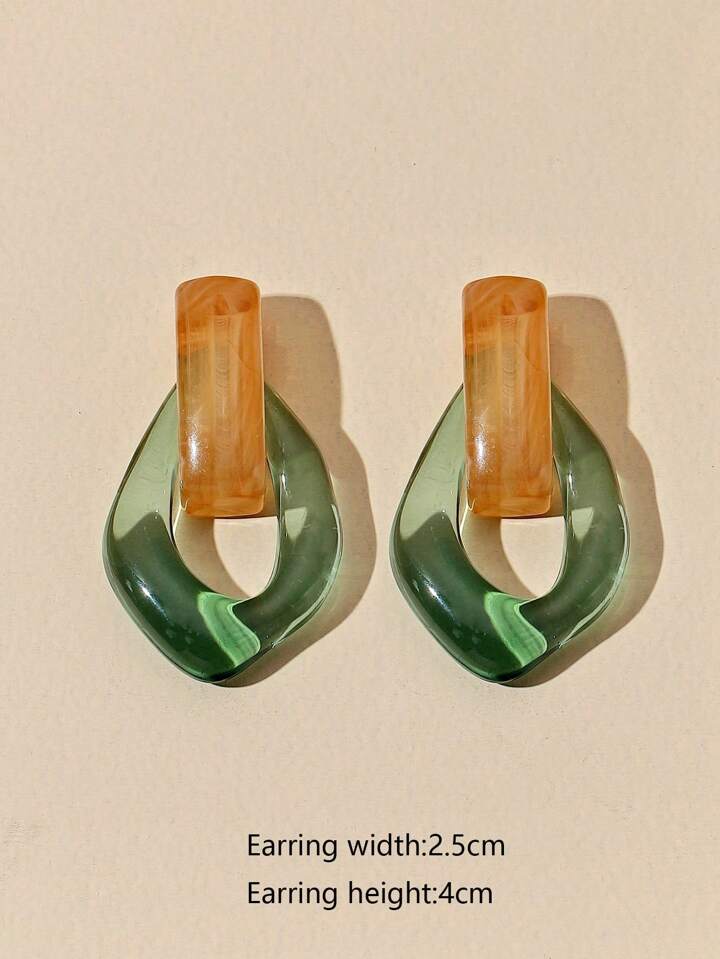 ELLE CLEAR DANGLE EARRINGS - GREEN