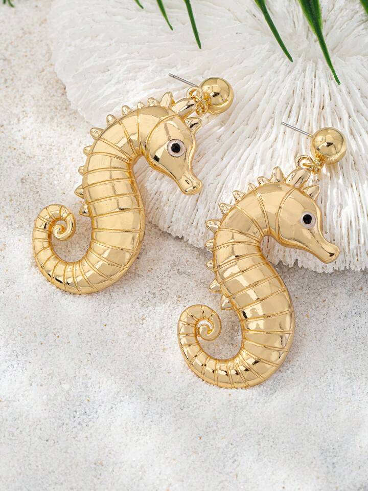 SEAHORSE DANGLE EARRINGS - GOLD