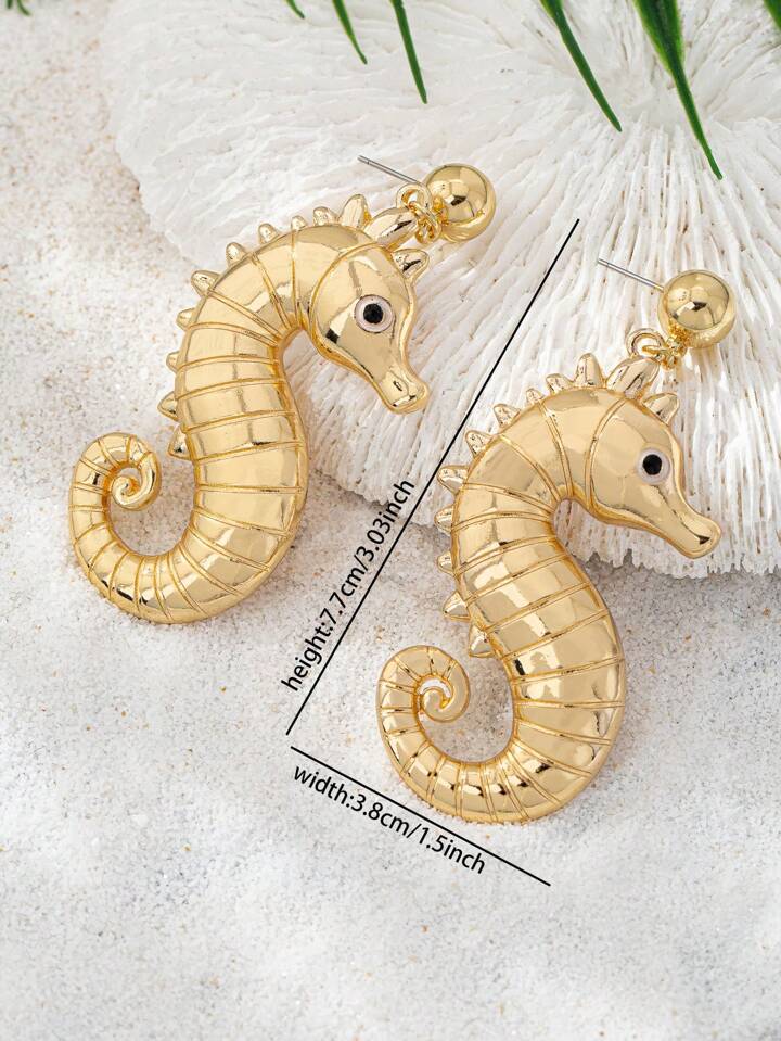 SEAHORSE DANGLE EARRINGS - GOLD