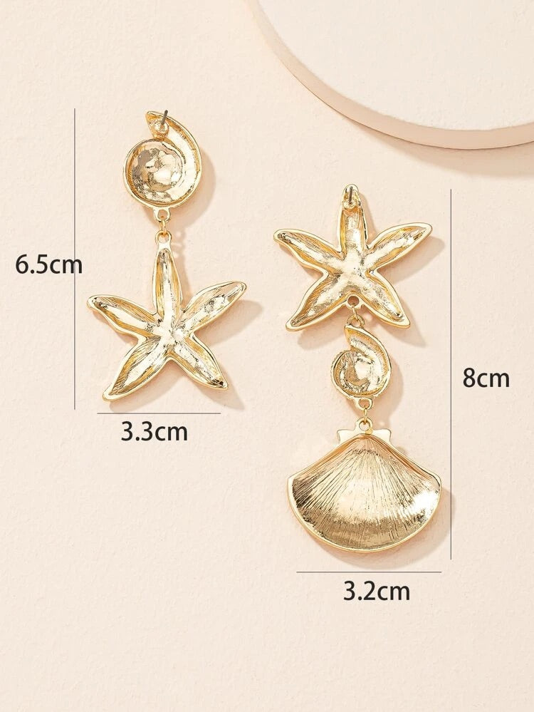 STARFISH & SHELL DROP EARRINGS