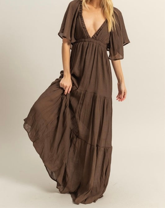 NEWPORT BEACH MAXI DRESS- MOCHA