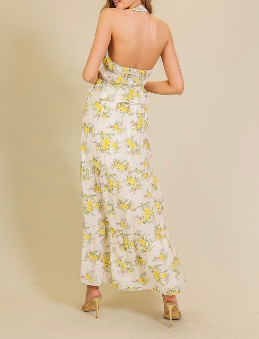 FLORAL HARMONY TOP &SKIRT SET - IVORY MULTI.
