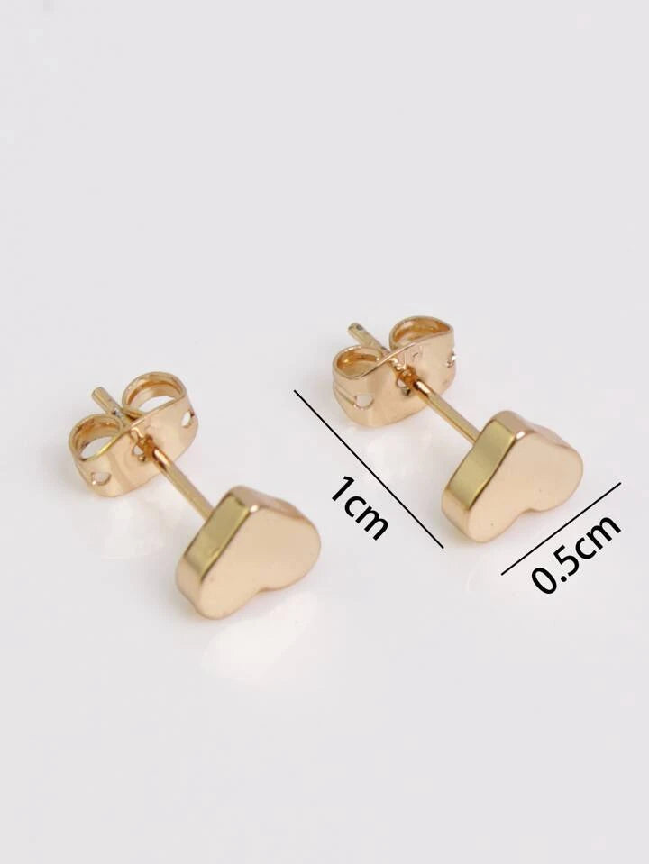 GOLD HEART STUD EARRINGS