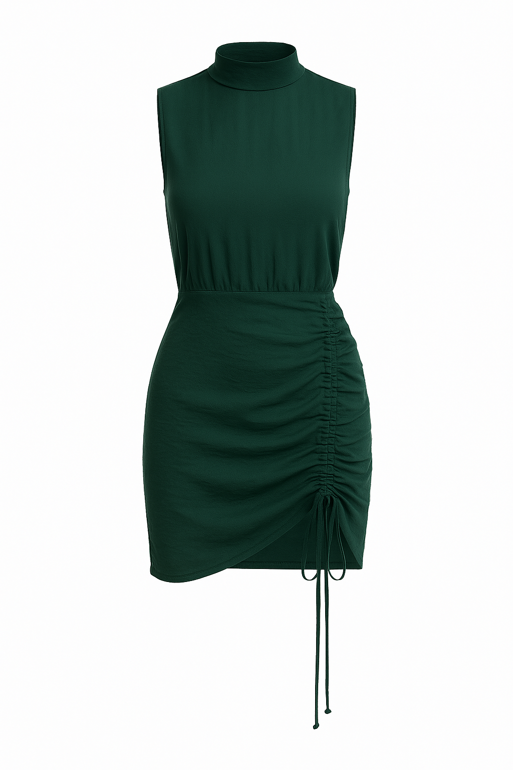 JOANNA  SATIN MOCK NECK MINI DRESS -RAINFOREST GREEN