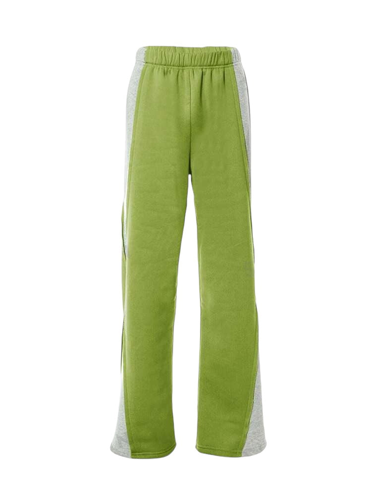 RUN THE RACE COLOR CONTRAST CASUAL PANTS- LIME/GREY