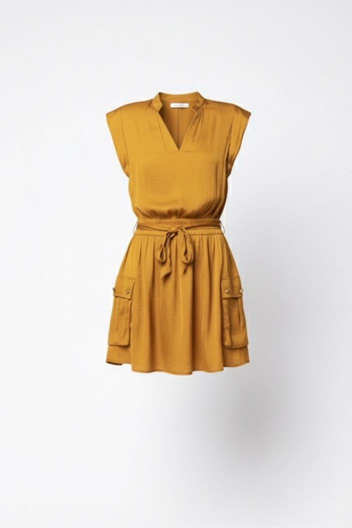 Sloane Cargo Mini Dress- HARVEST GOLD