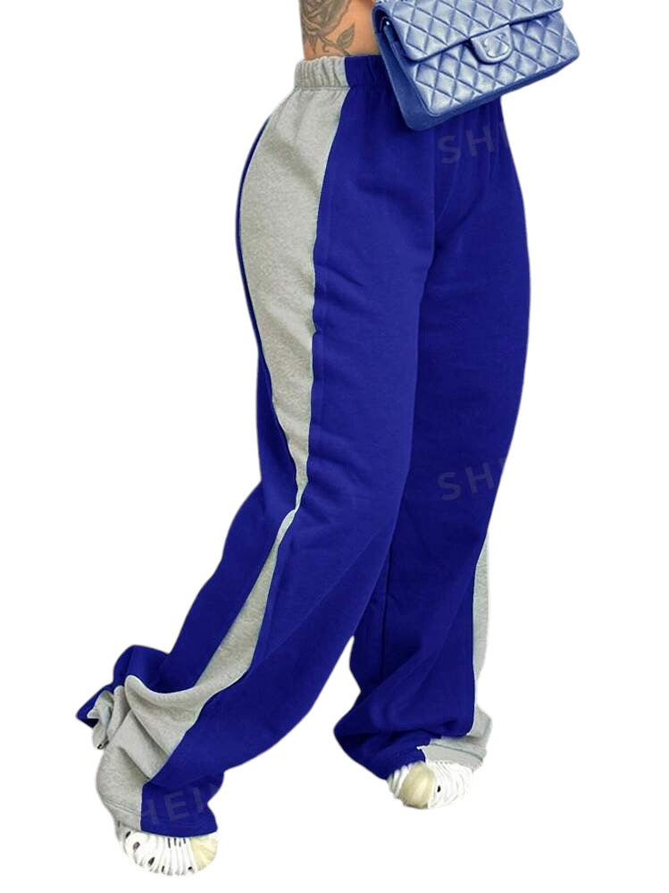 RUN THE RACE COLOR CONTRAST CASUAL PANTS- ROYAL BLUE/ GREY