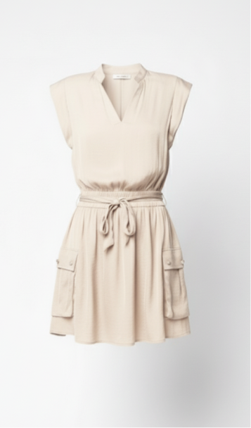 Sloane Cargo Mini Dress- SANDSTONE BEIGE