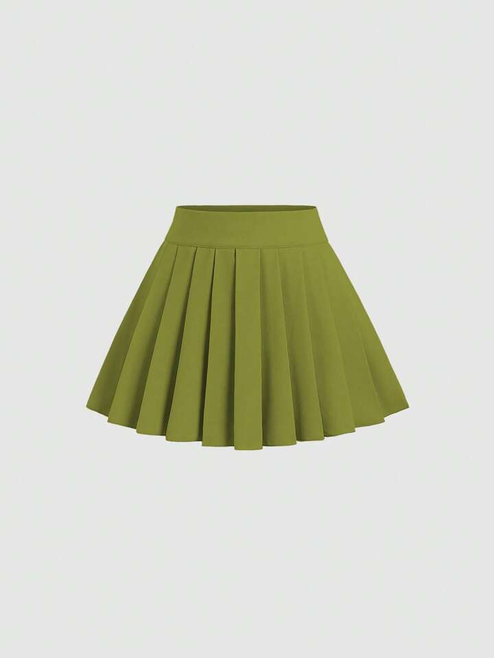 The Elise High-Waisted Pleated Miniskirt – Lemongrass