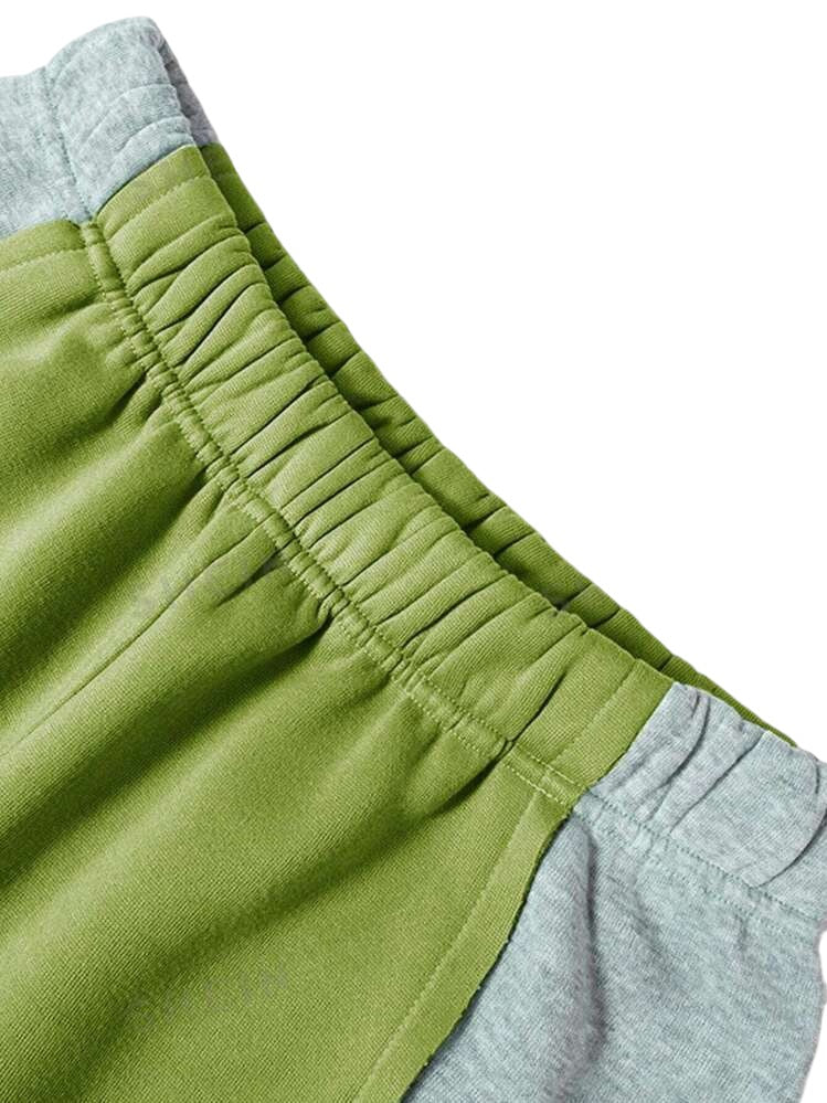 RUN THE RACE COLOR CONTRAST CASUAL PANTS- LIME/GREY