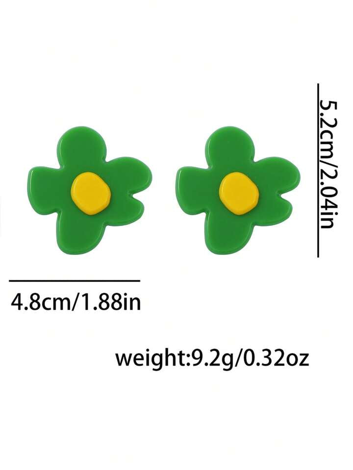 ZAA RESIN FLOWER STUD EARRINGS - GREEN