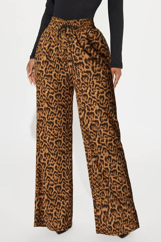 YOU ARE SPOT ON CHEETAH PRINT CASUAL PANTS - BROWN MULTI