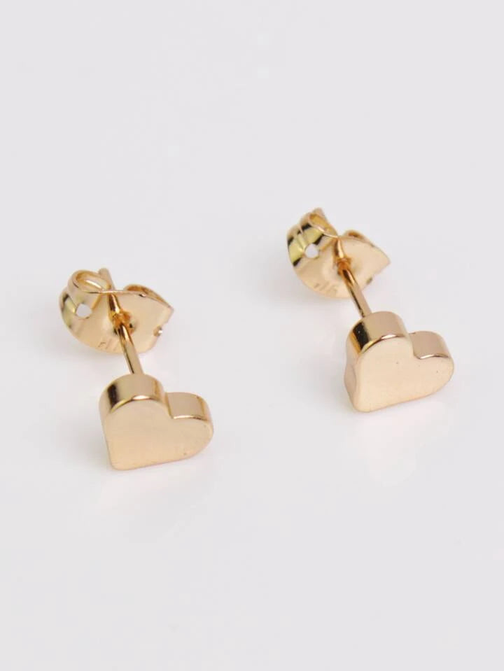 GOLD HEART STUD EARRINGS